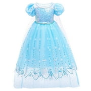 Girls Elsa Costume Queen Dress Halloween Kids Cosplay Fancy Birthday Outfit